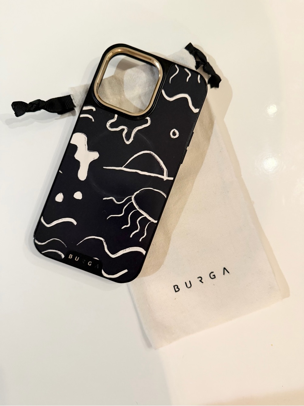 Burgs Black & White Abstract Wave Protective iPhone 14 Pro Max Case